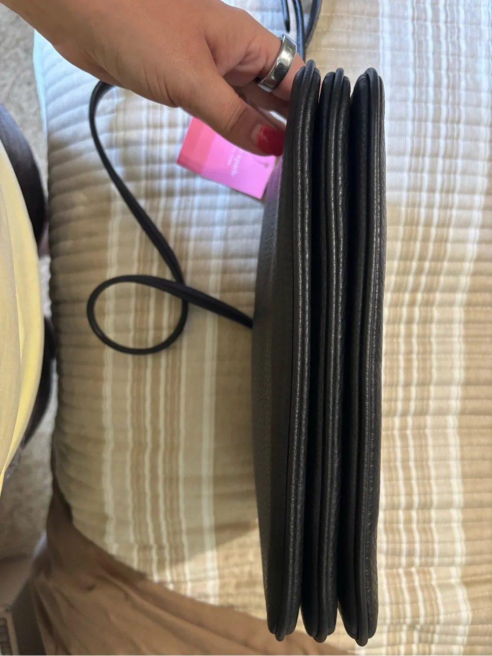 kate spade Black Pebbled Leather Messenger Crossbody